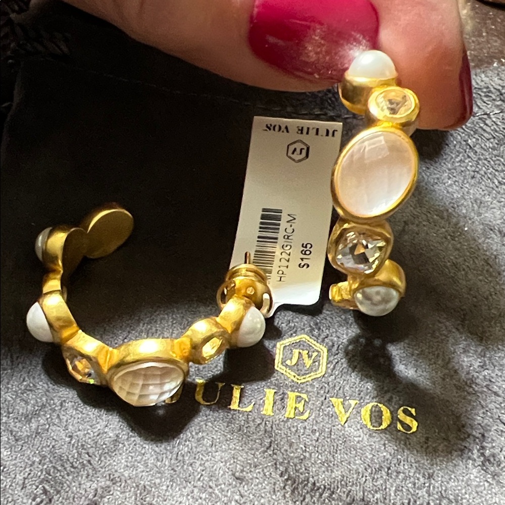 Julie Vos Gold Kaleidoscope Hoops Iridescent Crystal Earrings